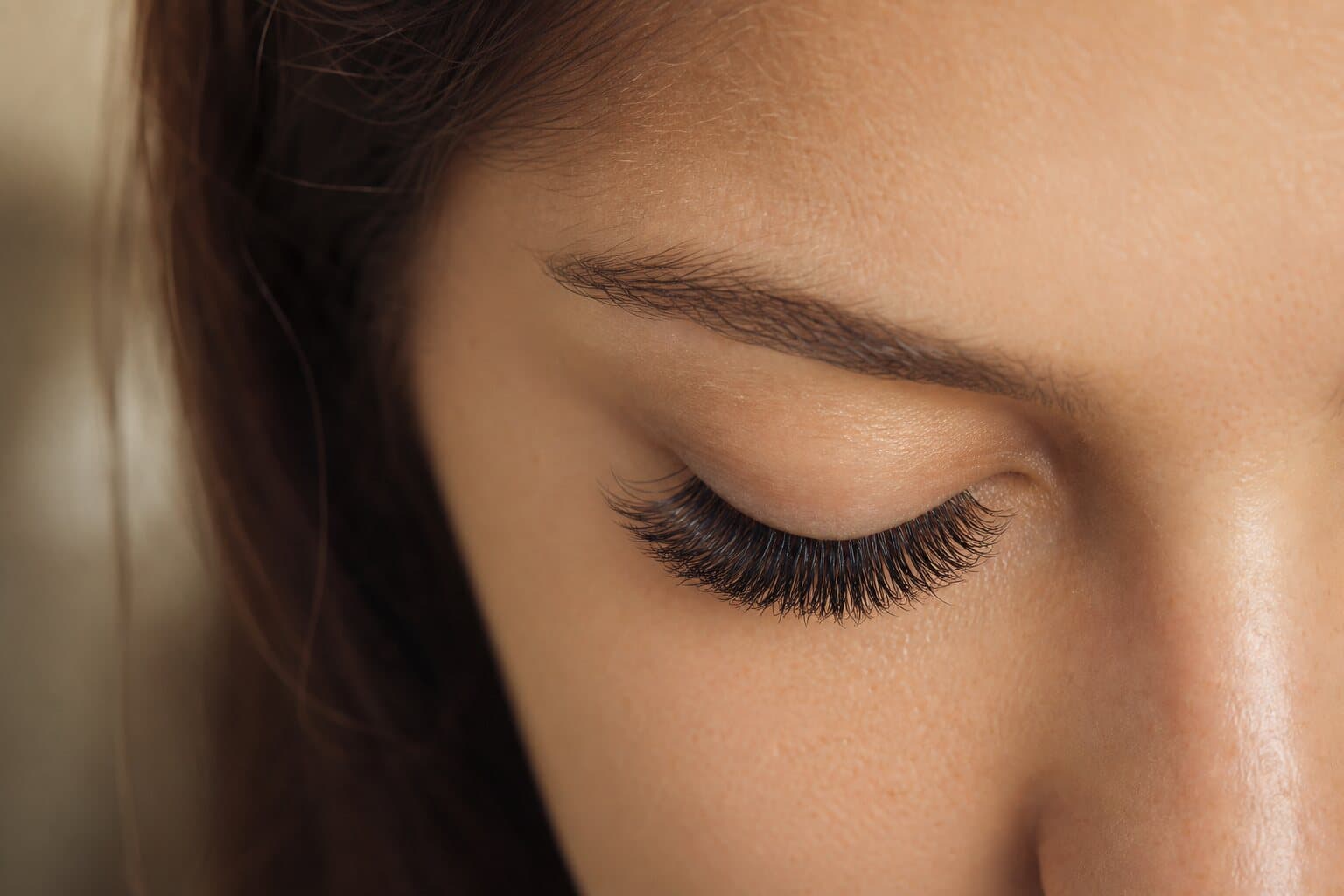 Detailed close-up of a finished lash set